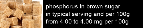 phosphorus in brown sugar information and values per serving and 100g